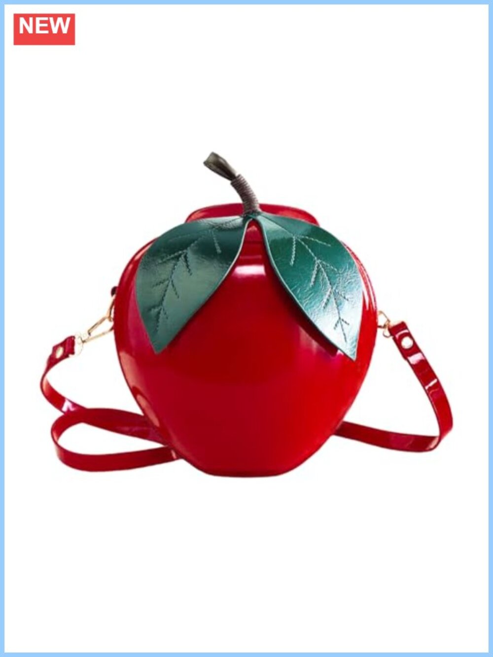 PU Leather Apple Shape Crossbody Shoulder Bag Adjustable Strap